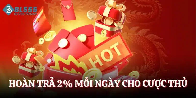 Hoàn trả 2% mỗi ngày cho cược thủ